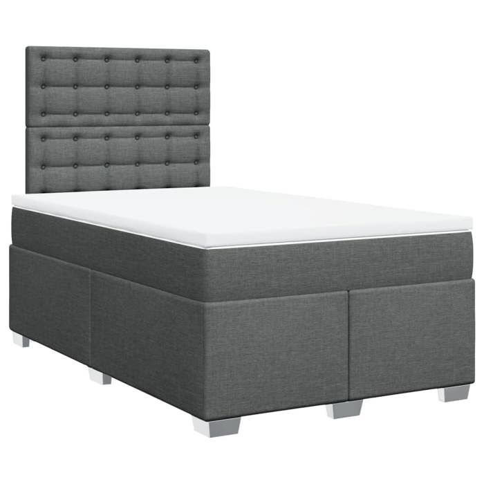 Exclusive House - Bed Slat Base with Mattress Dark Grey 120x200cm Fabric
