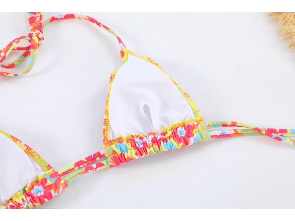 2024 Stylish European & American Bandage Split Swimsuit - Women's New Sexy Print Bikini