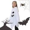 [LJZM] Ghost Cosplay für Kinder Halloween Geisterkostüm Kinder Sensenmann Teufelskostüm Geisterponcho Fluoreszierender Effekt Jungen Mädchen Umhang Niedlich (Weiß, L)