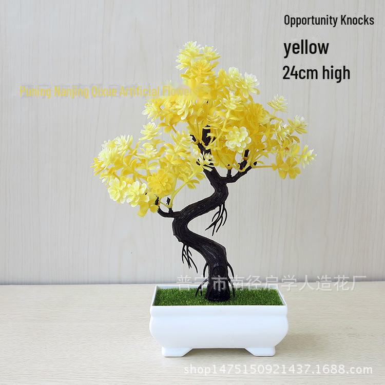 "Artificial Bonsai Potted Plants - Small, Plastic, Decorative Flowers for Desktop & Living Room"
