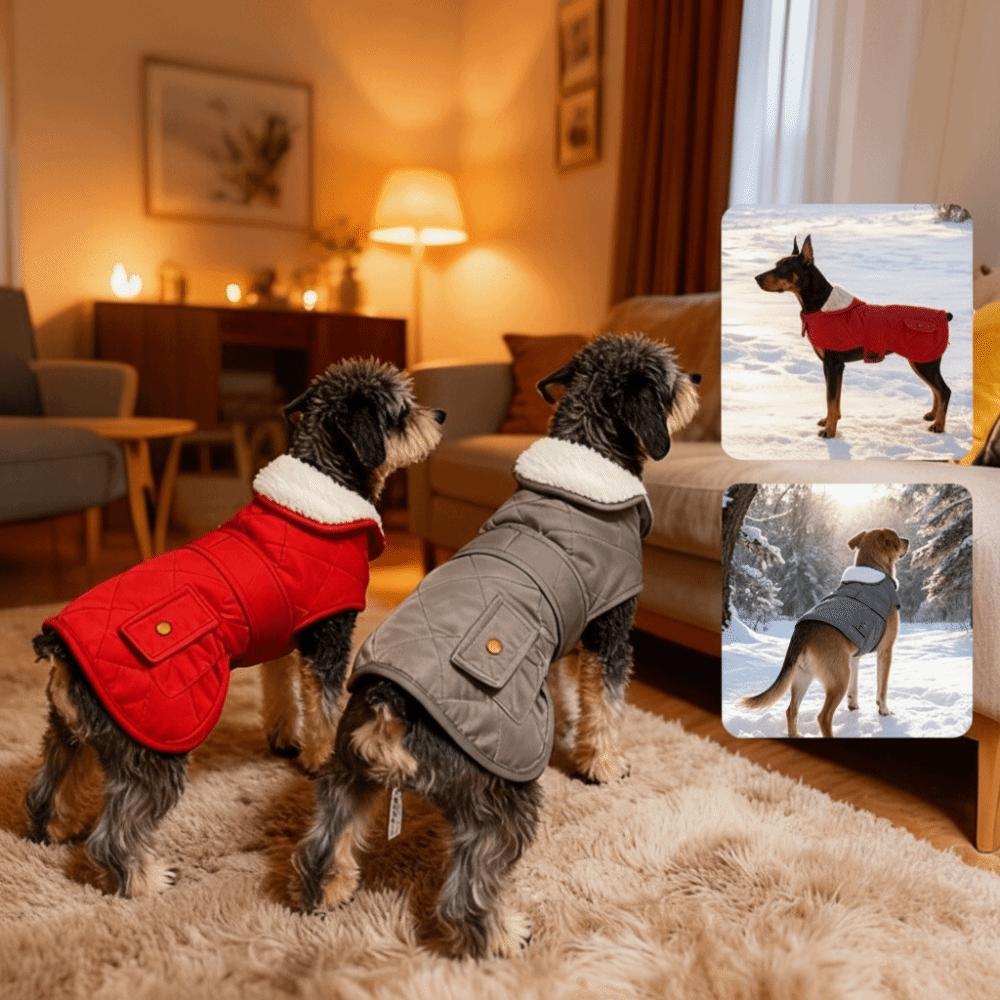 Fashion Warm Dog Winter Coat Thickened Adjustable Dog Thermal Clothing Soft Fleece High Collar Dog Sweatshirt Walking