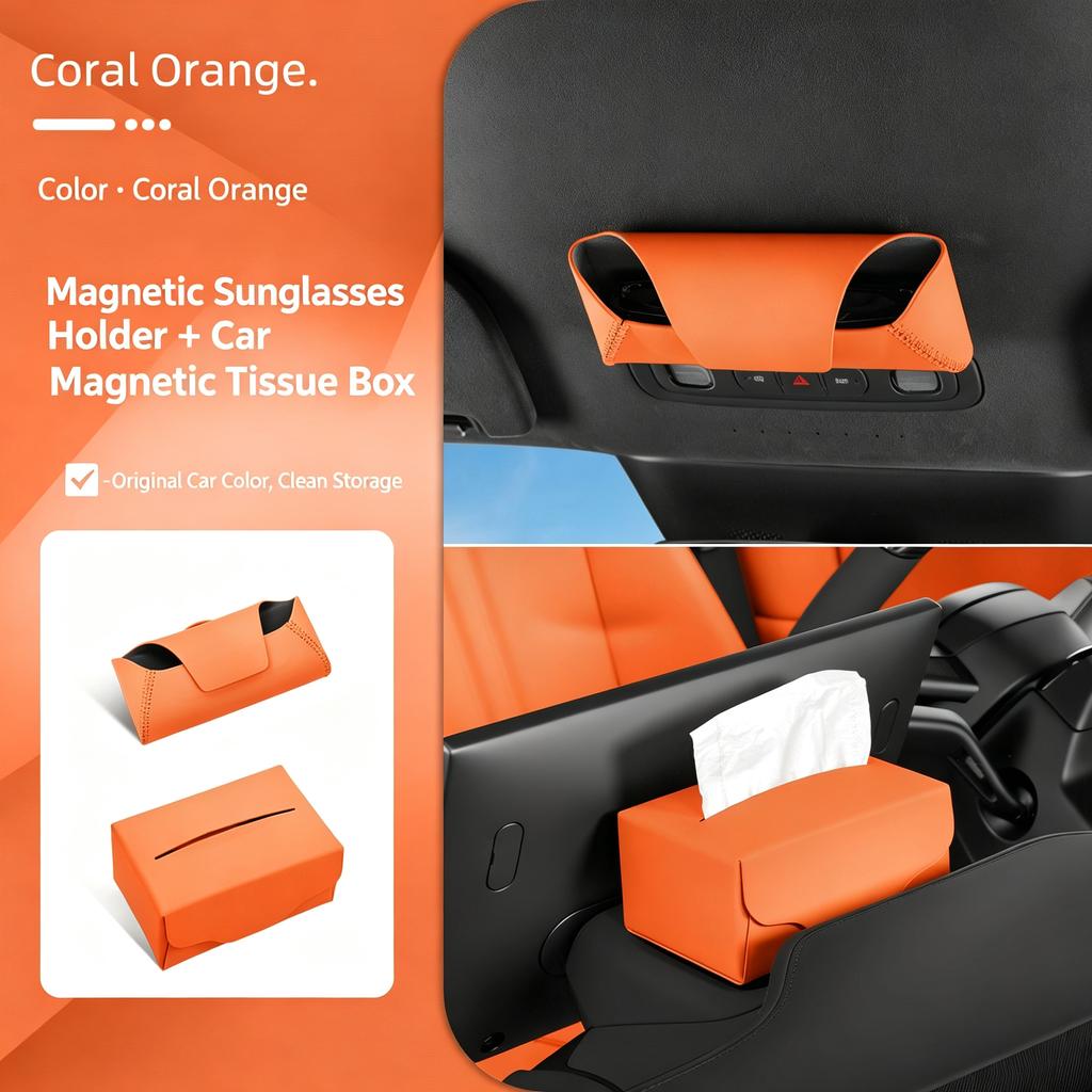 For Xiaomi YU7 Car Tissue Box Firm Magnetic Screen Behind the Scenes Tissue Pack Leather Car interior Accessories