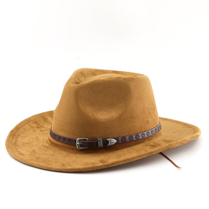 Classic Men's Cowboy Hat Retro Jazz Hat Ethnic Wool Top Hat Felt Hat Retro Suede Hat Cowboy Hat