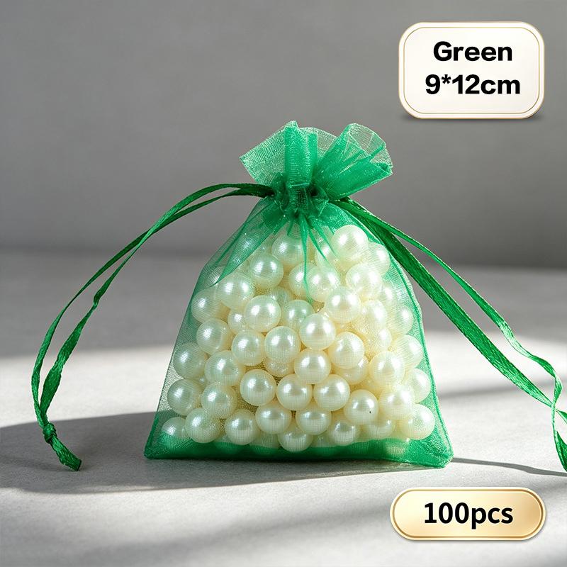 100 stk Bryllup Julegaveposer Organza Gavepose Snoreposer Til Slik Smykker Pose Pakning