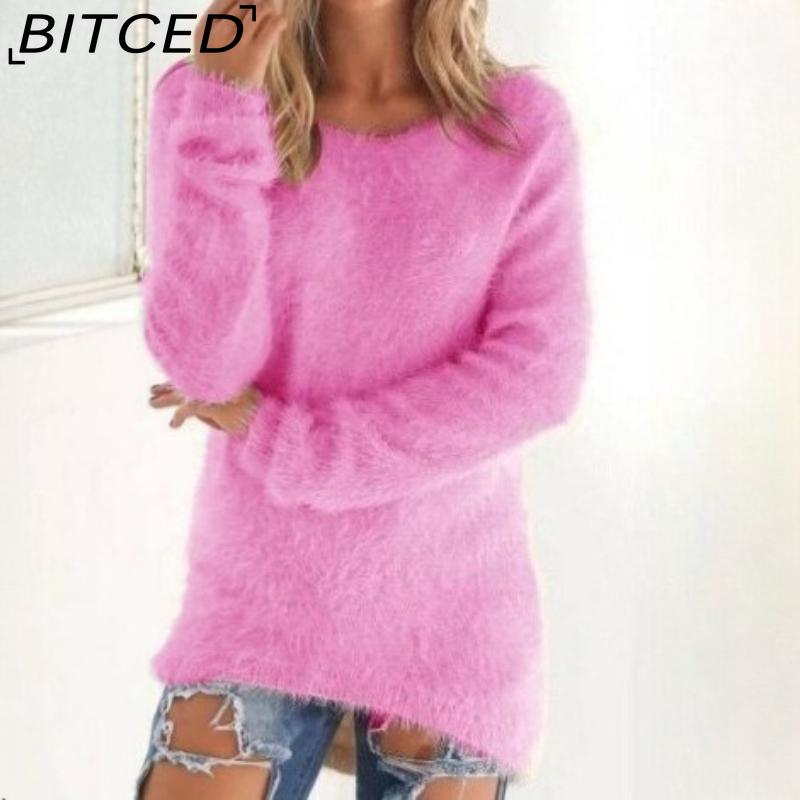 BITCED Женский однотонный свитер с длинным рукавом, модный, для осени/зимы XXXXXL розы красного