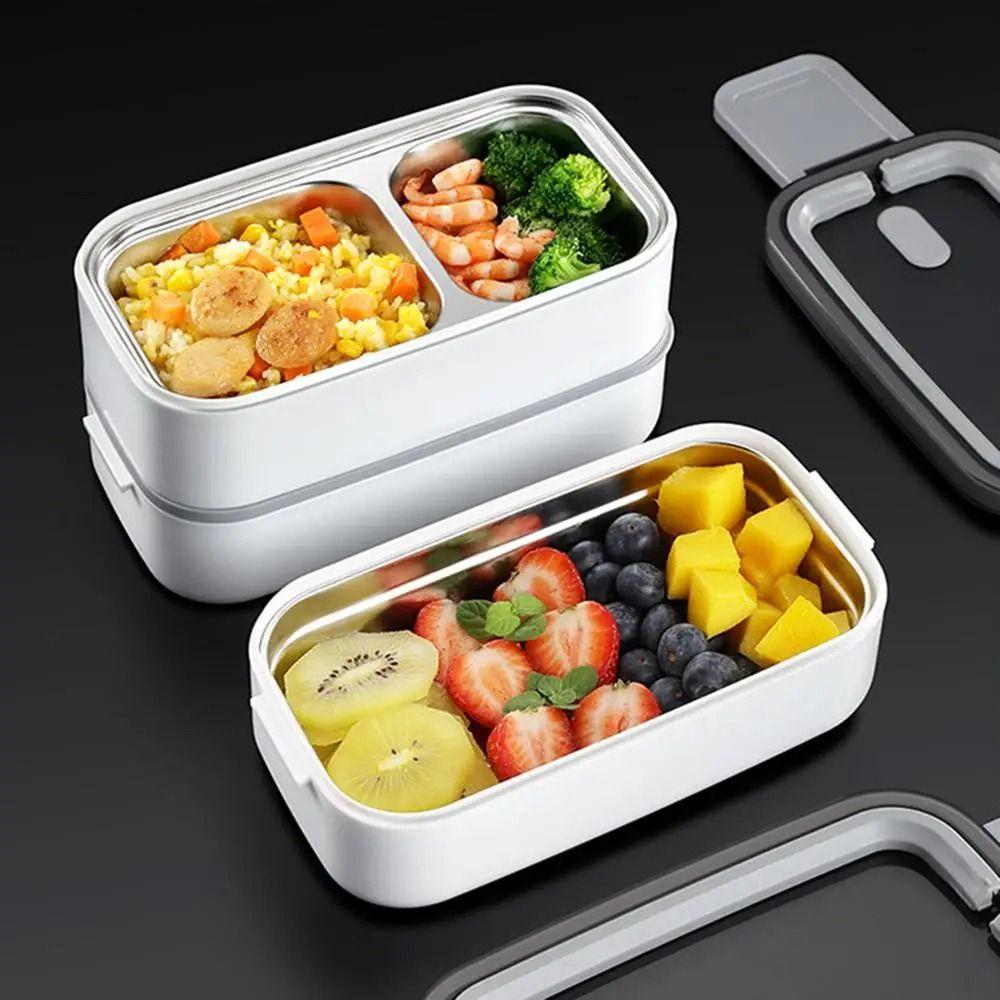 Double Layer Portable Lunch Box Leak-proof Food Storage Crisper Divides Food Container  Camping