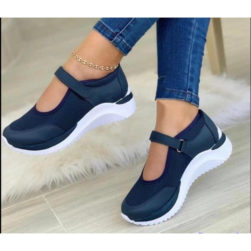 

Summer round head knitted Velcro platform sandals women s large size mesh sandals 43