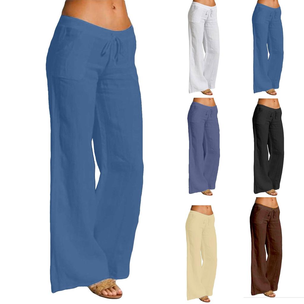 Women's Fashionable And Sexy Solid Color Comfortable And Breathable Mid-waist Wide-leg Casual Trousers