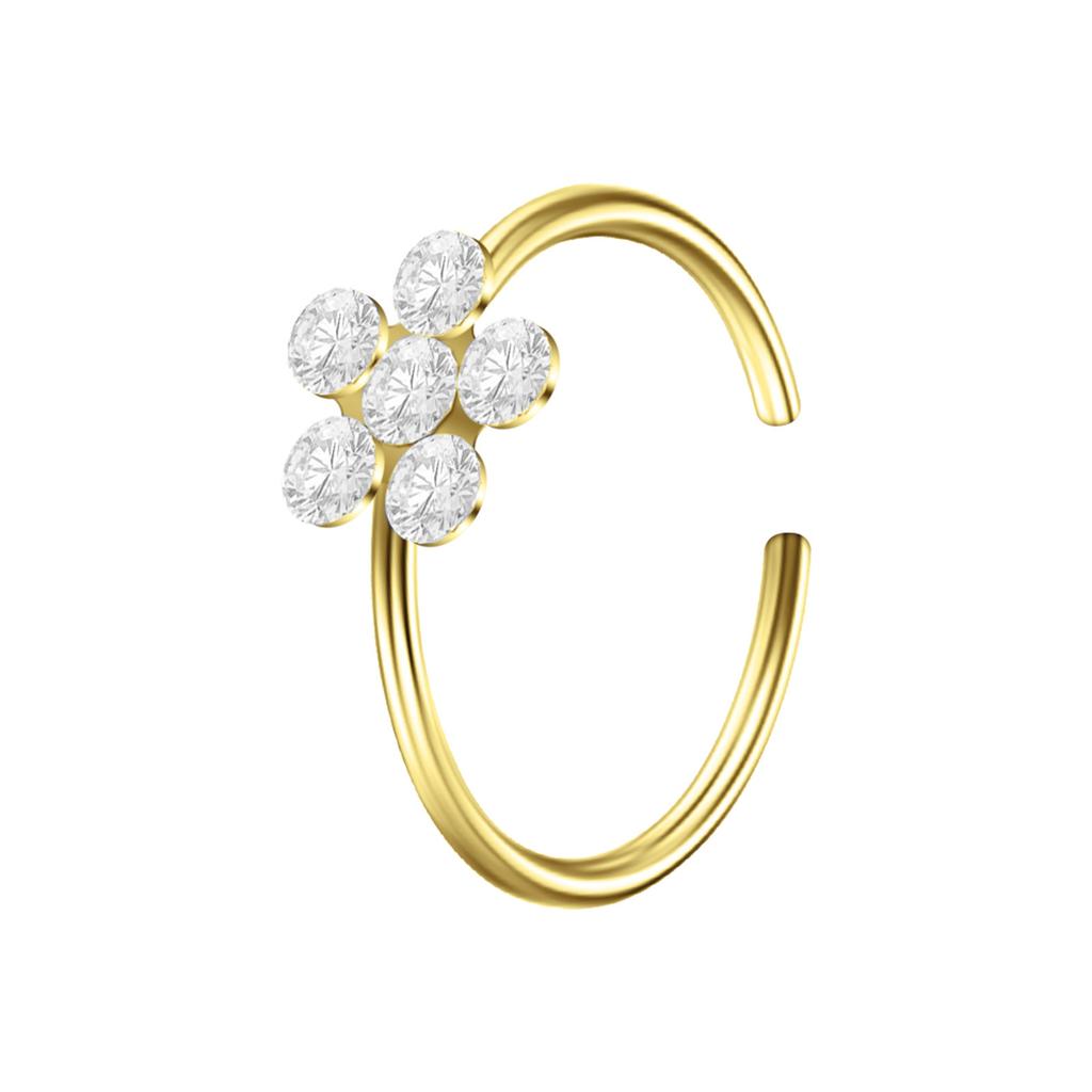 Exquisite C-shaped Diamond-set Petal Nose Ring Exotic Nose Decoration Nose Clip Human Puncture Jewelry