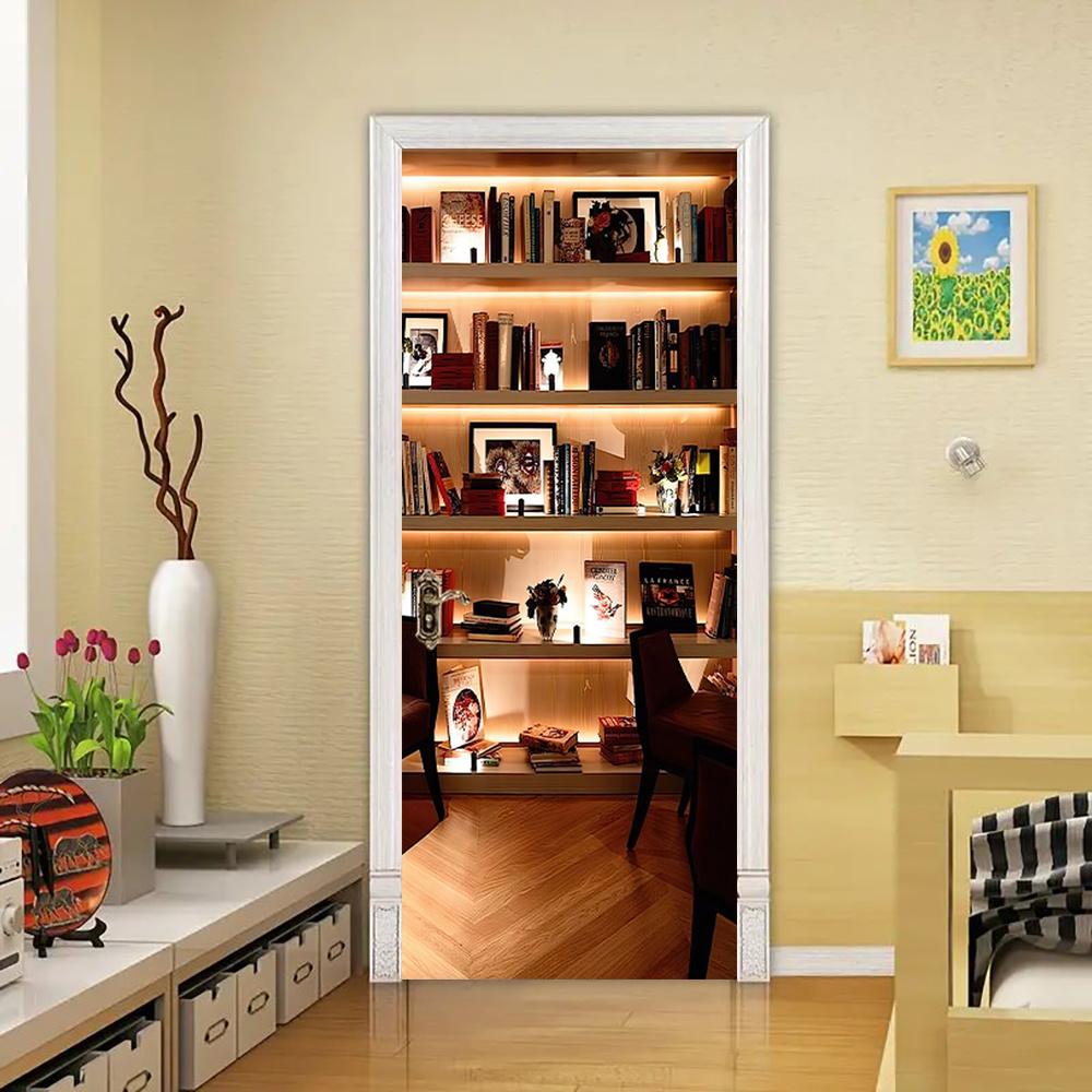 3D Gold Door Decoration Stickers  Abstract Art  Simple Abstract Lines Flowers Wallpaper For Living Room Home Decor Bedroom Art Decals