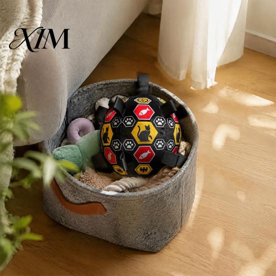 Soft Training Balls for Dogs Stuffed Football Dog Toy with Bell, Plush Ball Chew Toy, Lightweight Throwing Toys Pet Interactive Fetch Small To Medium