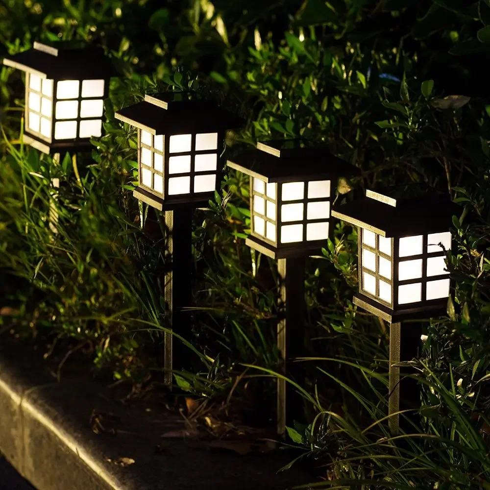 10Pack Outdoor Solar Lawn Lights Retro Small House Lamp Courtyard Garden Decoration Small Night LEd Inserted Small Palace Lights