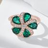 Full Shiny Green Natural Zircon Rings For Women Trend  Rose Gold Color Bride Wedding Fine Jewelry Crystal Gift
