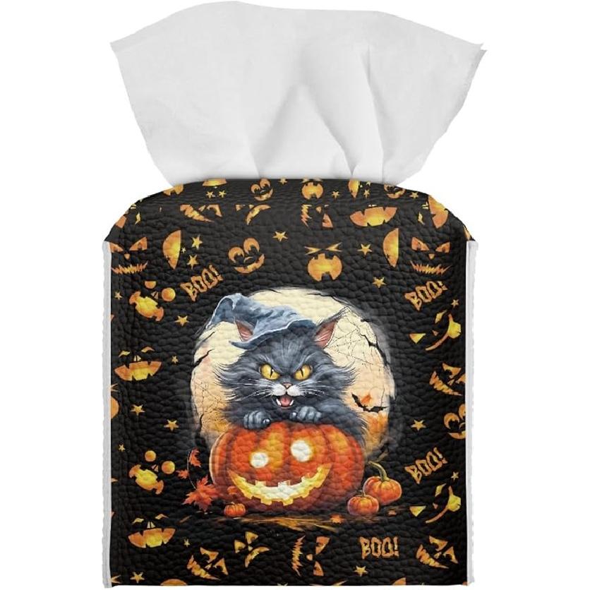 Pumpkin Tissue Box Holder, Home Decor Tissue Napkin Box Covers Farmhouse Decor Holder Paper Organizer for Table,Dresser,Countertop Fall Thanksgiving