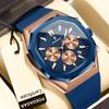 POEDAGAR Functional Watch for Men Date Chronograph Luminous Waterproof Silicone Classic Male Watch Quartz Original Watches