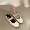 Fashion SUOJIALUN 2025 Autumn Women Flat Heel Shoes Fashion Round Toe Shallow Slip On Mary Jane Shoes Soft Flat Casual Dress Single Shoe