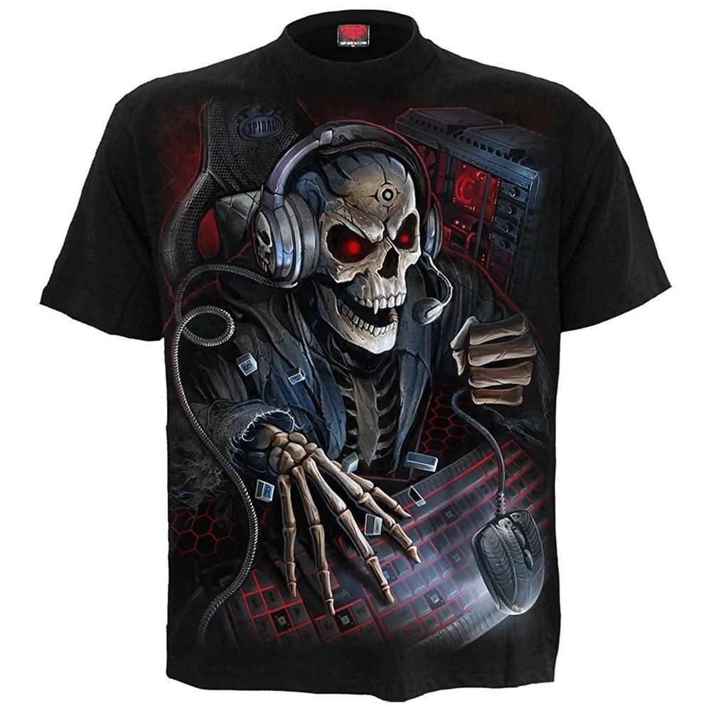 Death God Skull 3D Printed Men's Casual Round Neck Short Sleeved T-shirt