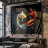 Two Goldfish Theme Digital printing polyester wall tapestry suitable for use in living rooms bedrooms offices bars and party