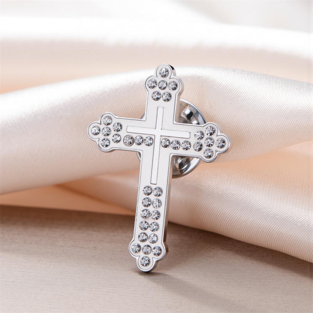 My Shape Strass-Kreuz-Brosche für Damen Herren Edelstahl-Broschen Revers-Pins Anzug-Abzeichen Zubehör Schmuck Party Geschenke