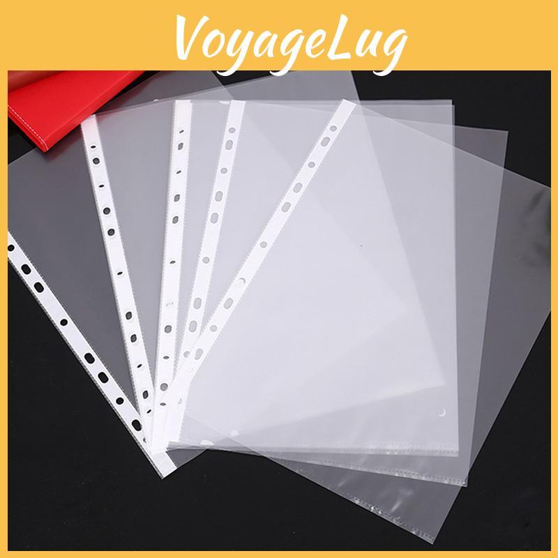Punched 100pcs A4 Transparent Plastic Pockets Folders Filing Thin 11holes Loose Leaf File Storage Documents Sheet Protectors