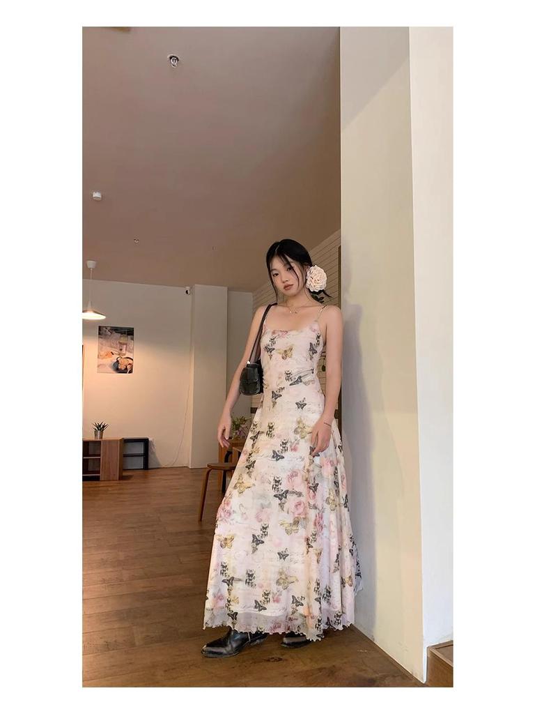 Französisches A-Linien-Sommerkleid mit Blumenmuster - Damen Sommerkleid 2024, Strandkleid