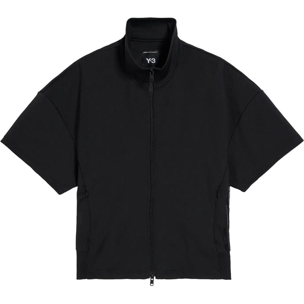 Y-3 Solid Color Stand Collar Slim Fit Zip Short Sleeve Jacket Women Jackets Black JN4984