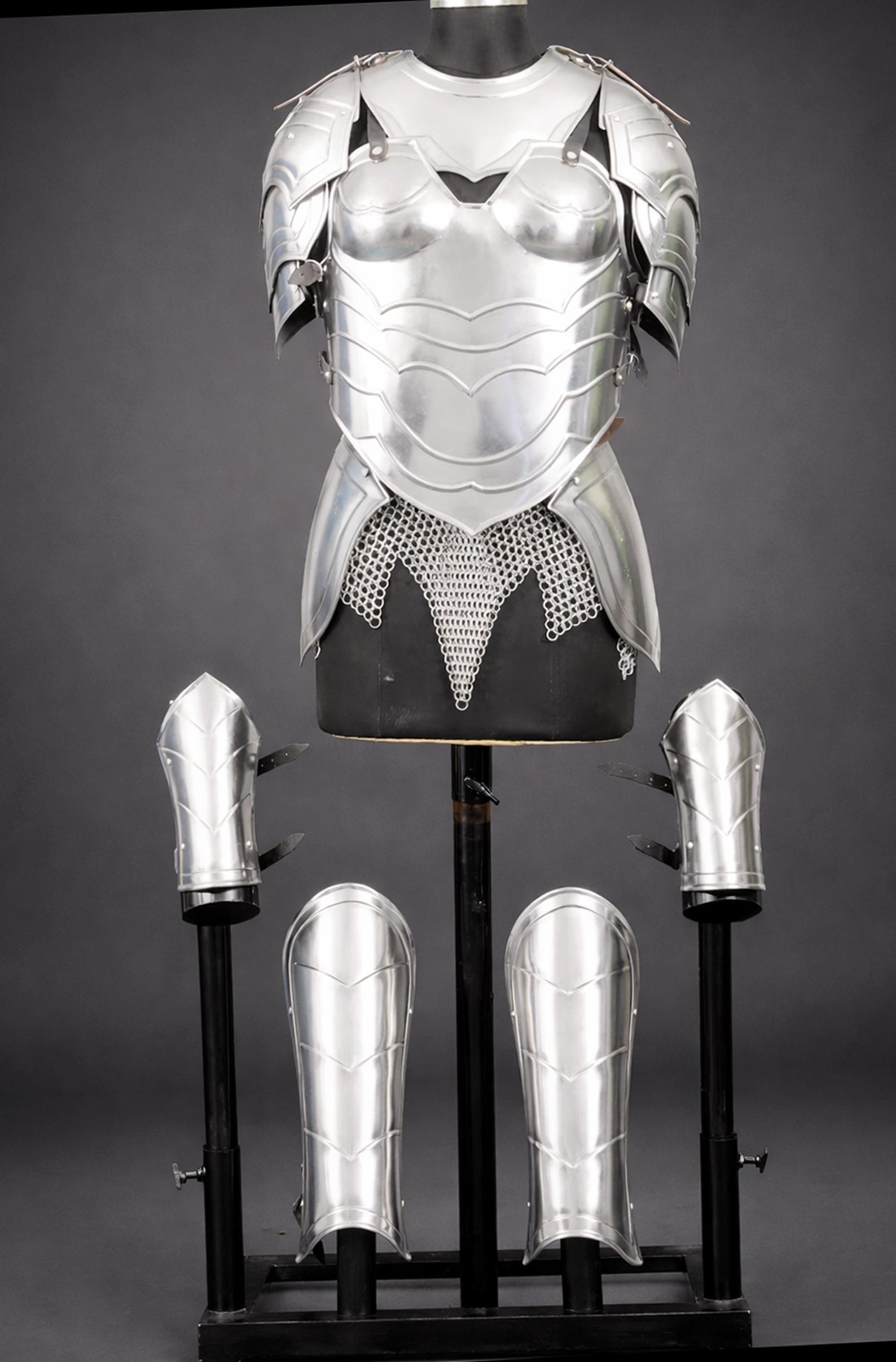 Handcrafted Women s Medieval Armor Set Steel Cuirass Chainmail Warrior Outfit