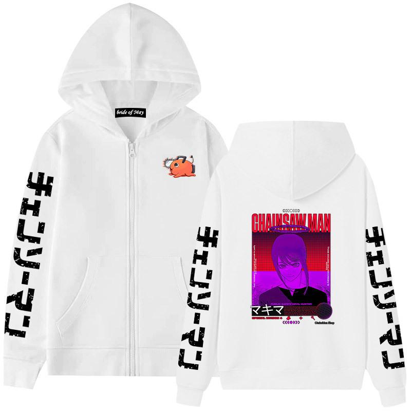 Chainsaw Man Magima Riman Plush Thickened Zipper Sweater Hoodie for Men and Women Couple
