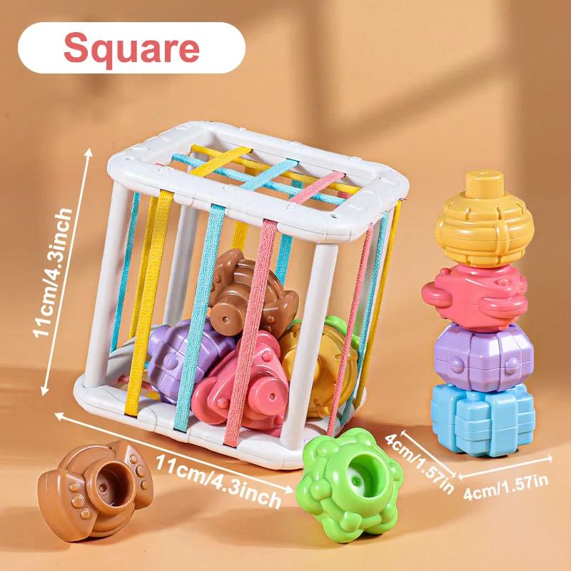 Montessori Shape Blocks Sorting Game for Baby Sensory Cube Colorful Blocks Educational Learning Toys Newborn Gift 0-12 Months