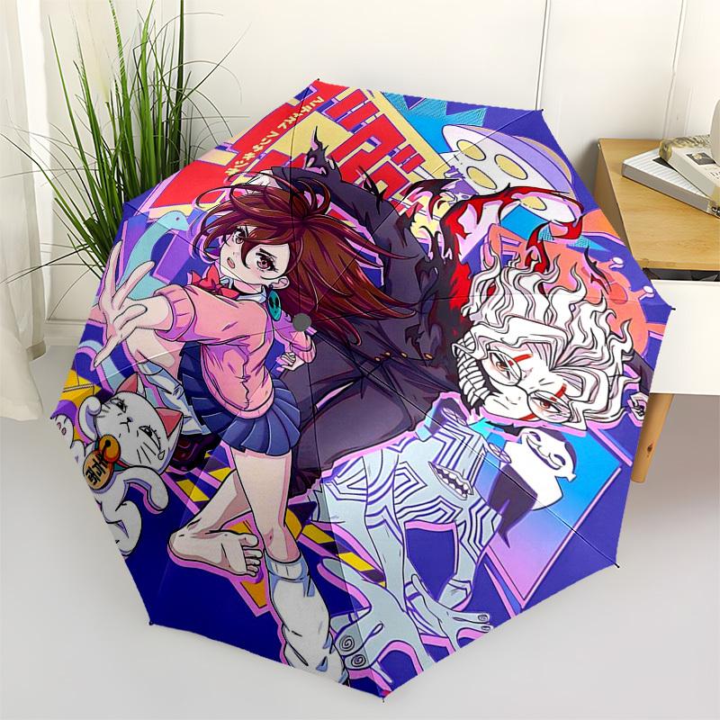 

1pc Outdoor Umbrella with Demon Slayer Characters, Automatic Opening/Closing, Portable 3-Fold Design, 8-Rib Iron Frame - Perfect Gift for Fans, T