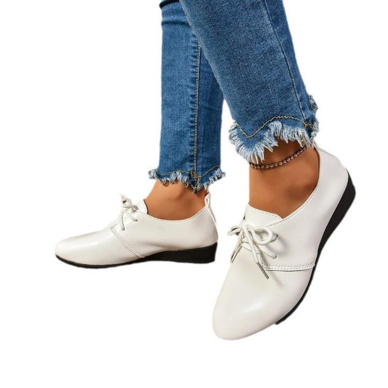 Large size single shoes women's spring and summer new casual single shoes pointed lace-up student versatile casual single shoes batch