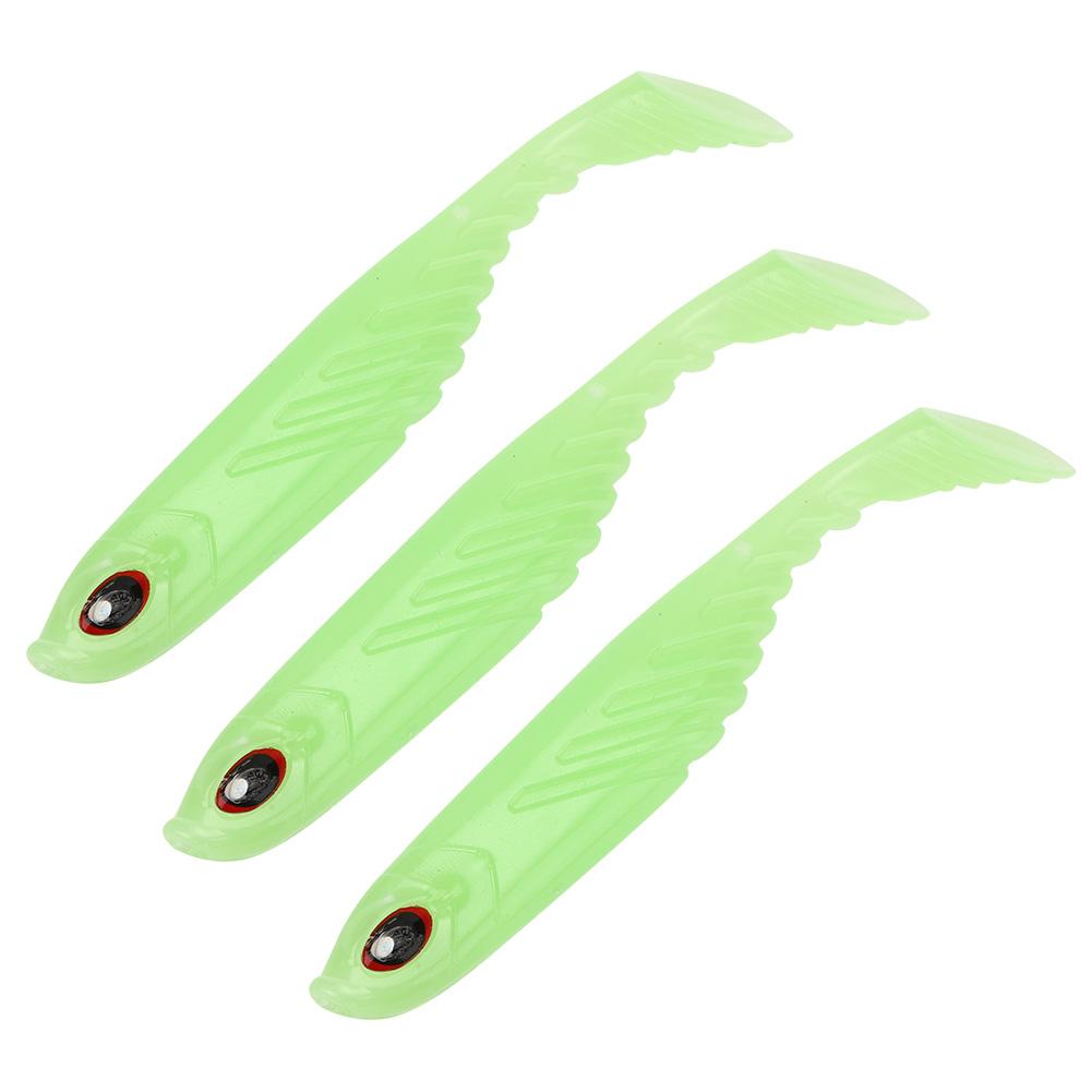 3pcs Fishing T Tail Baits Artificial Fishing Lures Lifelike Soft Paddle Tail Bait 105mm 9.2gLuminous Color
