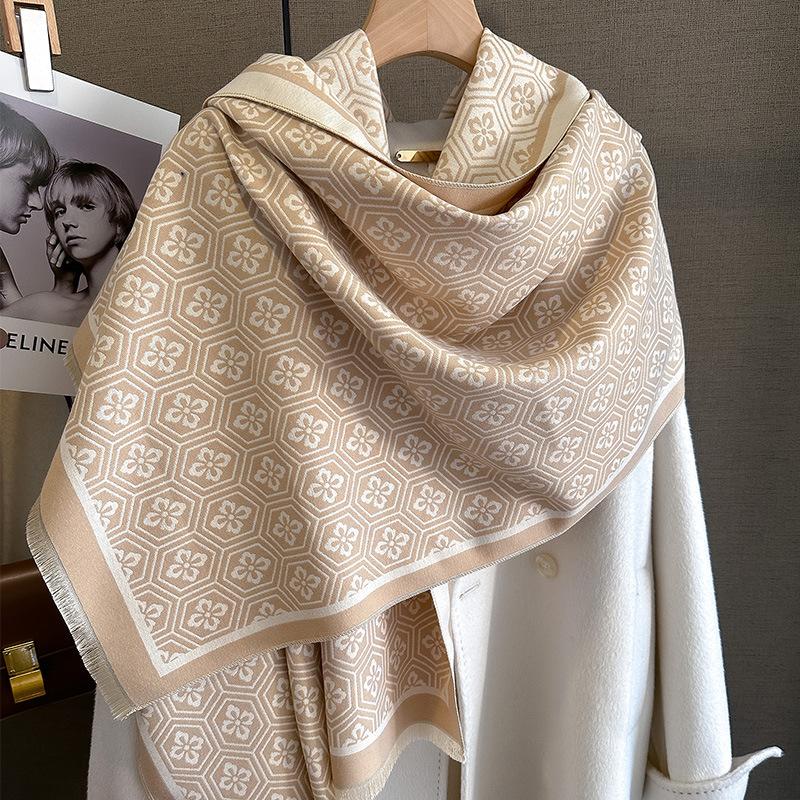 

Осень и зима новый двухсторонний утолщенный теплый искусственный кашемировый шарф шаль для сохранения тепла плащ внешний наряд 65*185cm