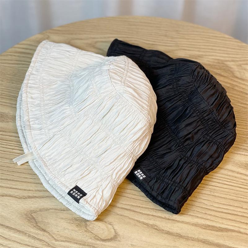 And Spring Autumn Pleated Air Sense Womens Fisherman Hat Plain Face Hat Mask