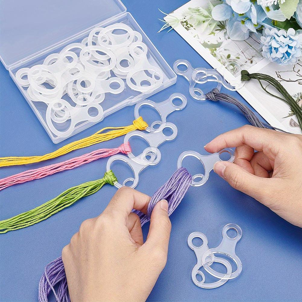 40Pcs Acrylic DIY Cross Stitch Thread Organizer Transparent Cross Stitch Storage Holder Clear Winding Boards Floss Bobbins