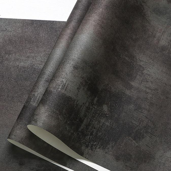 Black Vintage PVC Wall Paper Vinyl Concrete Wall Effect Wallpaper Retro Plain Texture Bedroom Living Room Background Home Decor