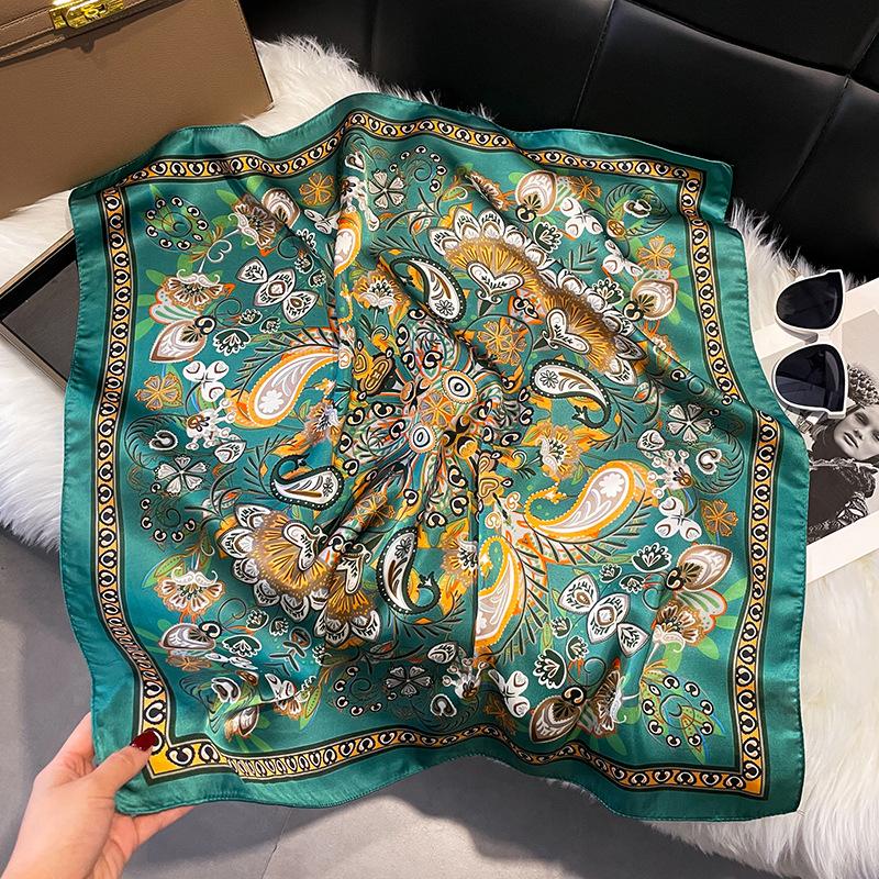 Summer High-End Simulation Silk Square Scarf Femininity Versatile Sunscreen Large Shawl Silk Scarf Variety