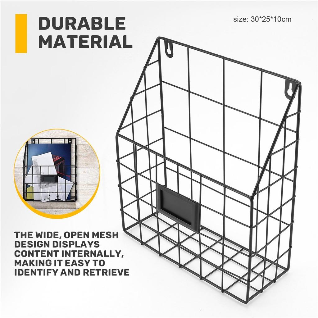 A78U Wire Mail Basket - Wall Mounted Hanging Folder/Document Organizer - Economic & Easy to Install Tray for Home Office & More