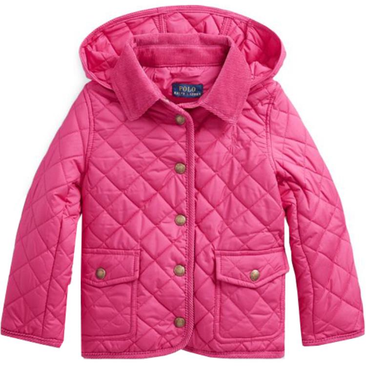 Polo Ralph Lauren Cotton Jacket FW23 Solid Color Quilted Detachable Hood Kids Jacket Pink CWPOOTWR2820055-650