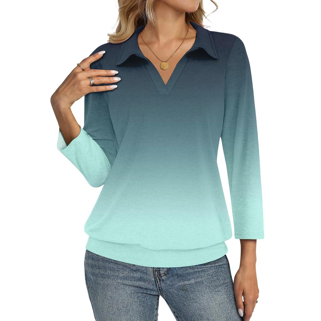 Women's Fashionable Casual Gradient Printed Top