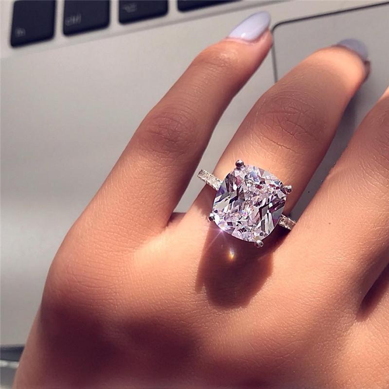 Solitärring 4 Karat Labordiamantring 925er Sterlingsilber Versprechens-, Verlobungs-, Eheringringe für Damen Herren Feiner Partieschmuck
