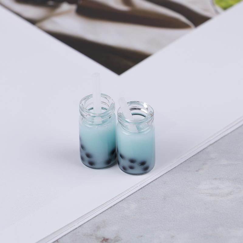 

2 шт. 1/12 миниатюрные аксессуары для кукольного домика, имитация жемчуга, чай с молоком, модель напитка синий