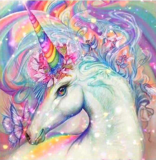 50X50CM 5D DIY Unicorn Diamond Painting Full Round Drill Cartoon Magic Unicorn Rhinestones Cross Stitch Mosaic Home Decor Kids Gift