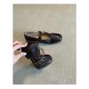 Cowhide version~ genuine leather new flat-bottomed rivets, shallow mouth one-word buckle single shoes, women's retro Mary Jane small leather shoes