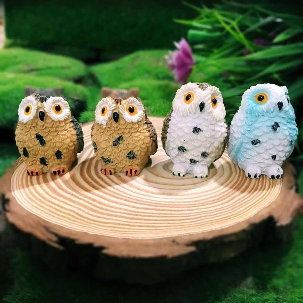 Adorable Resin Owl Figurine Miniature Garden Decor Cute Cartoon Animal Craft