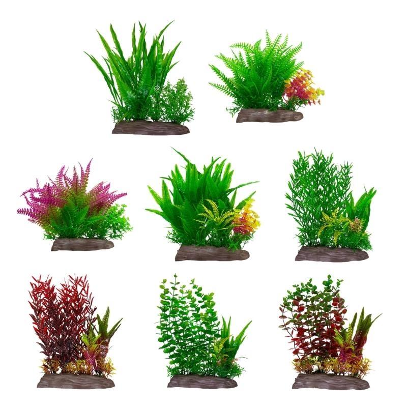 Fishtanks Landscaping Water Plant with Base Aquariums Safe Decorative Green Plant