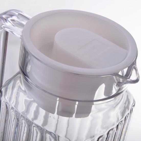 2Pcs Fridge Glass Water Jug with Lid Food Grade Spill-Free Spout Design Transparent Coffee Milk Juice Pitcher Jug