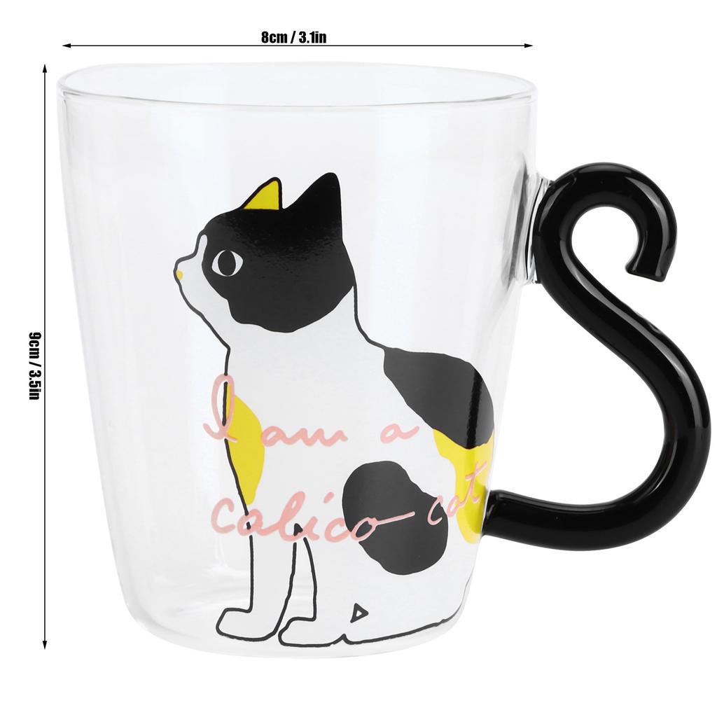 Katze Tasse Kaffee Milch Tee Wasser Glas Kinder Flasche Transparent Hitzebeständig Wiederverwendbare Becher(Weiße Katze )