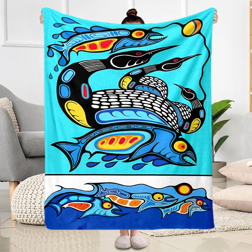 Fish Blanket Soft & Cozy Suitable for Seaside Office Couch for All Seasons Playful Design Ideal Gift for Friends Family Couples Picnic