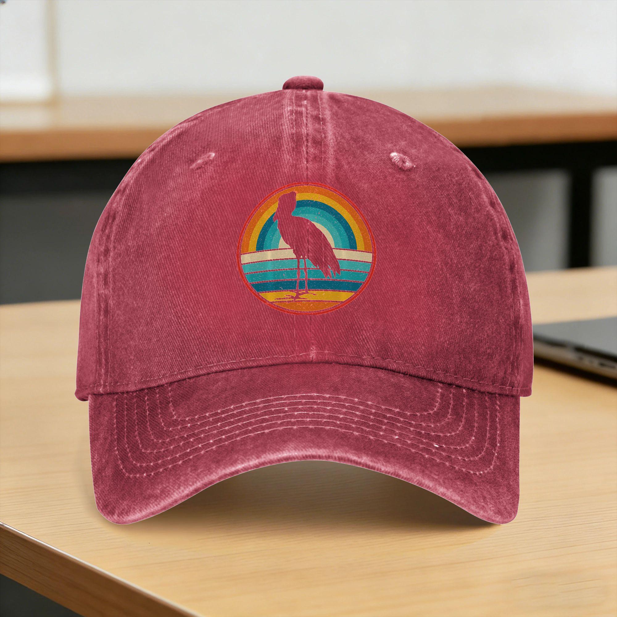 Retro Shoebill Lover Stork Bird Sun Baseball Cap Fitted Retro Unisex Unisex Washed Trucker Hat SunProof Print Hiking Baseball Cap One Size
